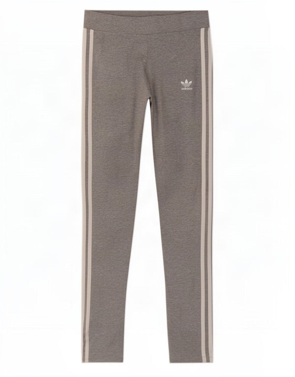 Adidas Leggings Femme UK 12 Coton Chiné Gris Moyen