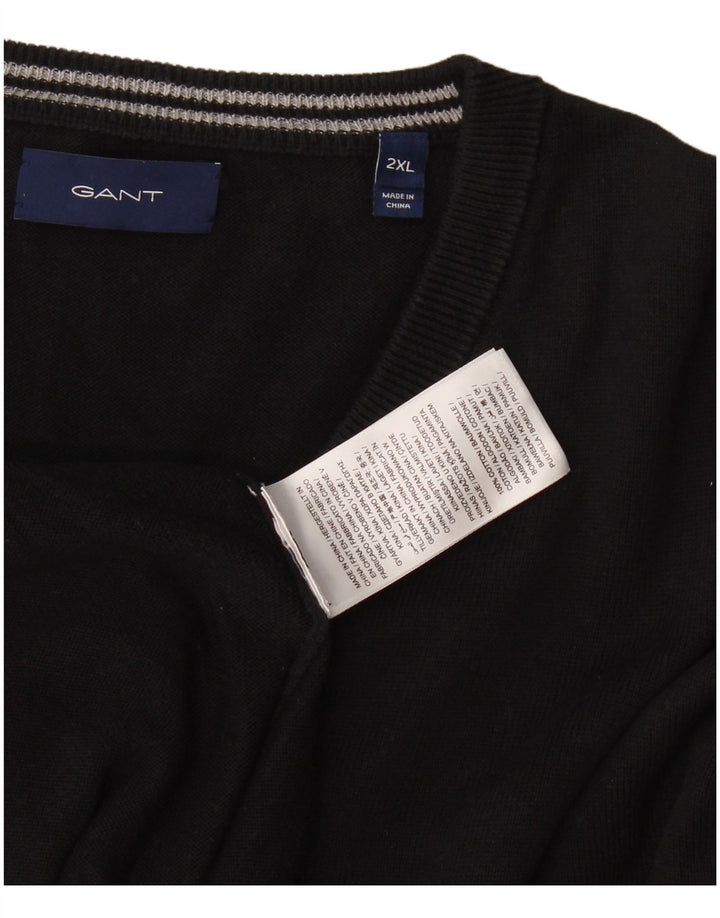 Gant Pull col V pour homme 2XL Noir Coton