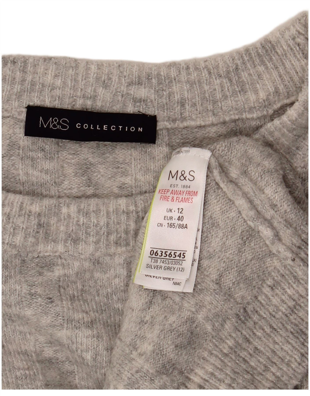 Marks & Spencer Pull court à col rond pour femme Gris moyen UK 12