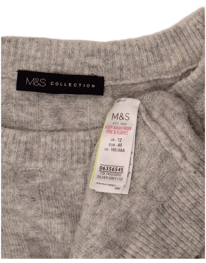 Marks & Spencer Pull court à col rond pour femme Gris moyen UK 12