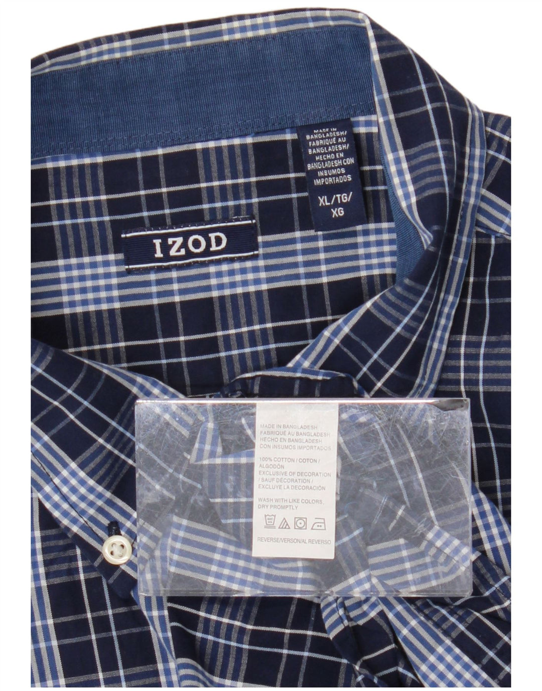 IZOD Chemise Homme XL Bleu Marine Carreaux Coton
