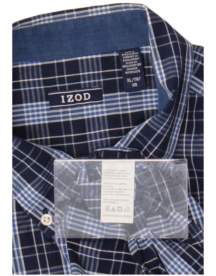 IZOD Chemise Homme XL Bleu Marine Carreaux Coton