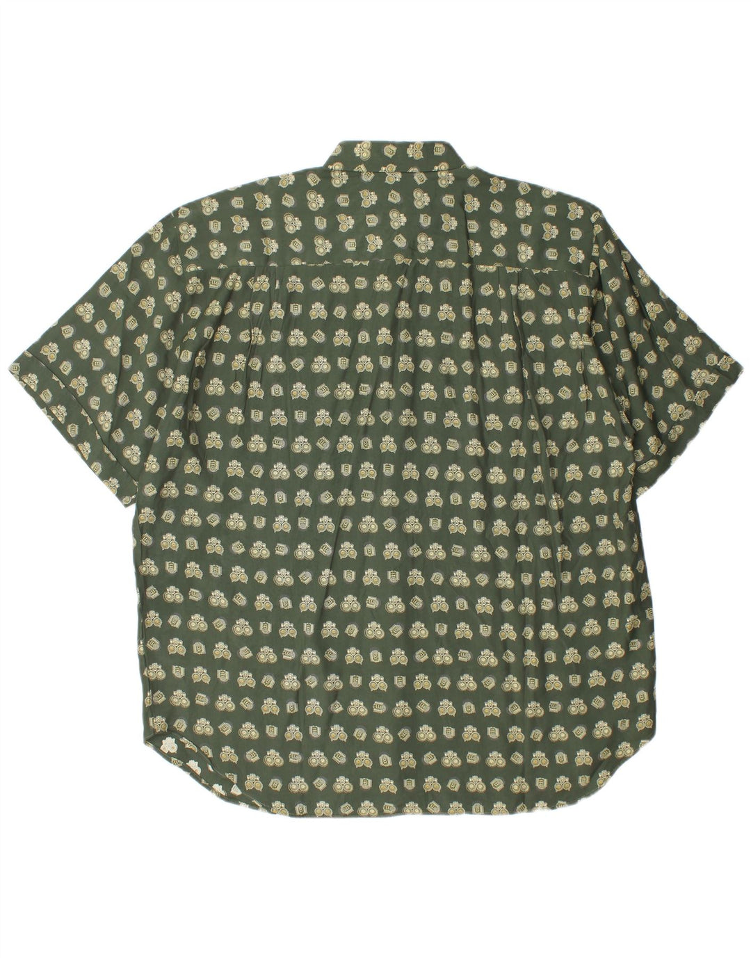 vintage Femmes Surdimensionné Motif Abstrait Chemise UK 16 Grand Vert Géométrique