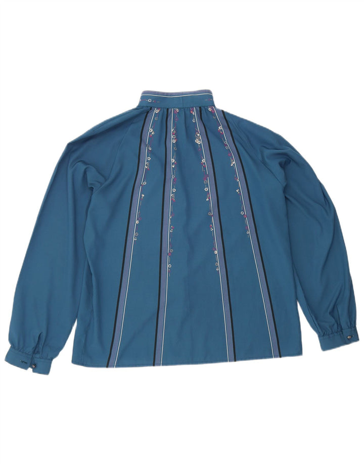 Blouse chemise femme vintage IT 44 Polyester floral bleu moyen