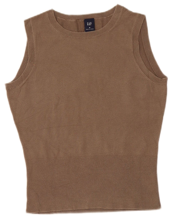 Gap Womens Vest Débardeur UK 12 Coton Marron Moyen