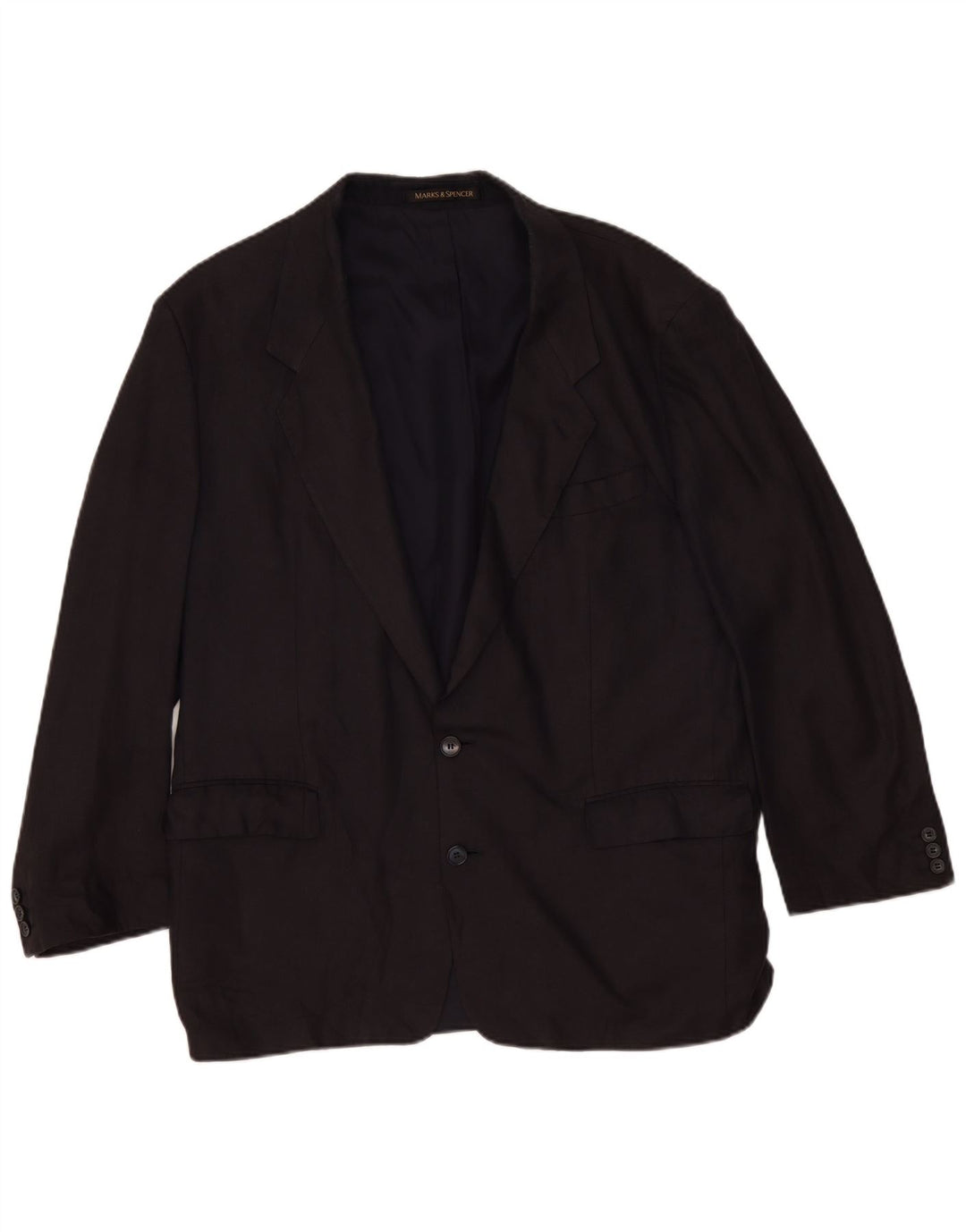 Marks & Spencer Veste blazer à 2 boutons pour homme UK 44 XL Noir Lin Classique