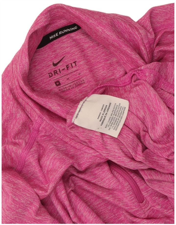 Nike Haut de survêtement à col zippé Dri Fit pour femme UK 14 Rose moyen
