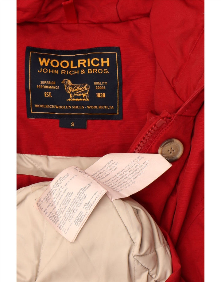 Woolrich Veste matelassée à capuche pour femme UK 10 Small Rouge Coton
