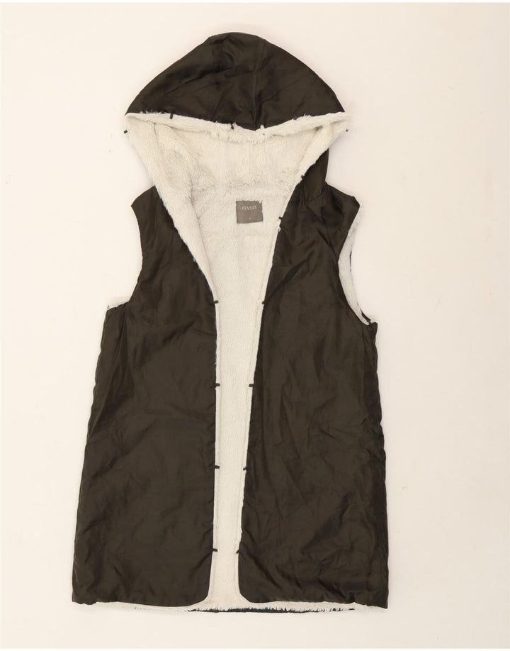 Oasis Gilet long à capuche pour femme UK 14 Vert moyen Polyamide