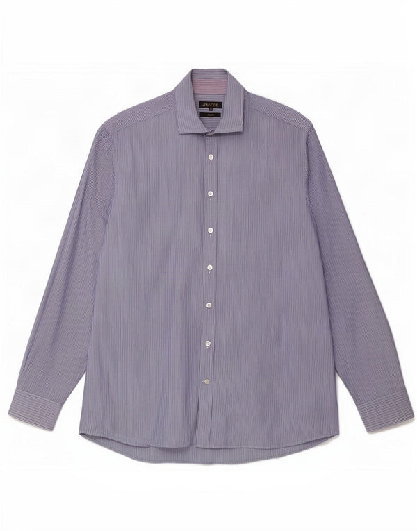 Jaeger Chemise coupe classique pour homme Taille 16 1/2 Grand coton à fines rayures bleues