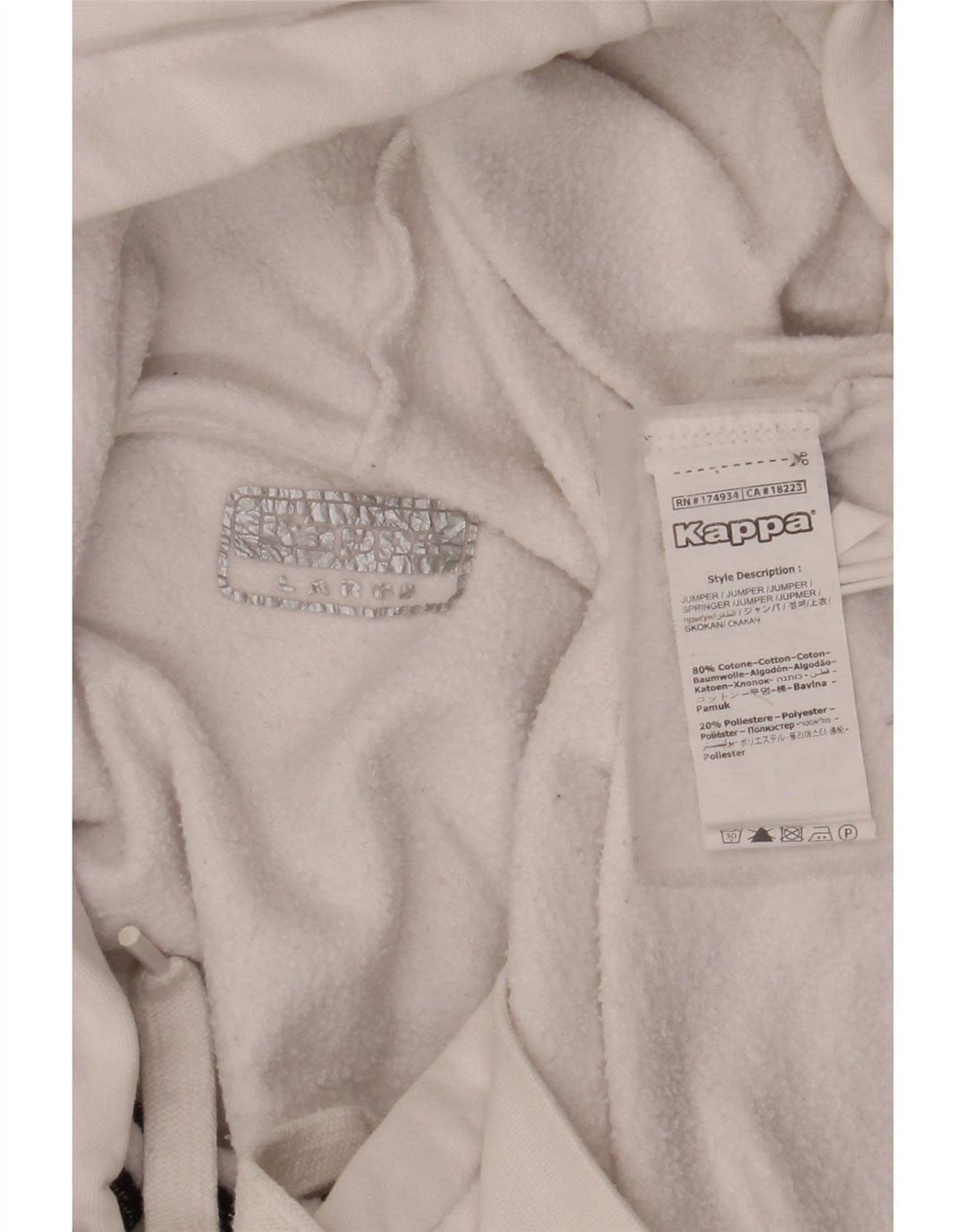 KAPPA Pull à capuche graphique pour homme en coton blanc Taille L