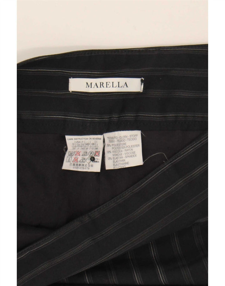 Marella Mini jupe femme UK 12 Medium W32 bleu marine à fines rayures en polyester