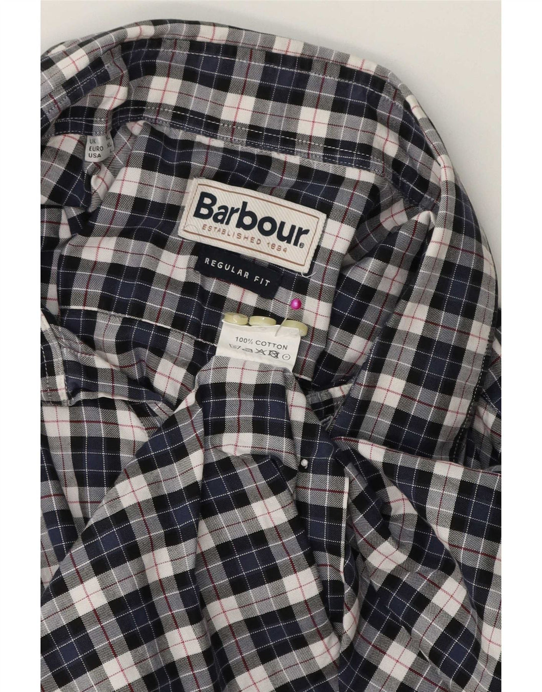 Barbour Chemise en flanelle pour hommes XL Bleu marine à carreaux en coton