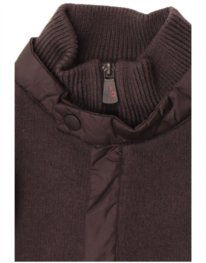 Moncler Hommes Zip Neck Jumper Pull Large Gris Laine