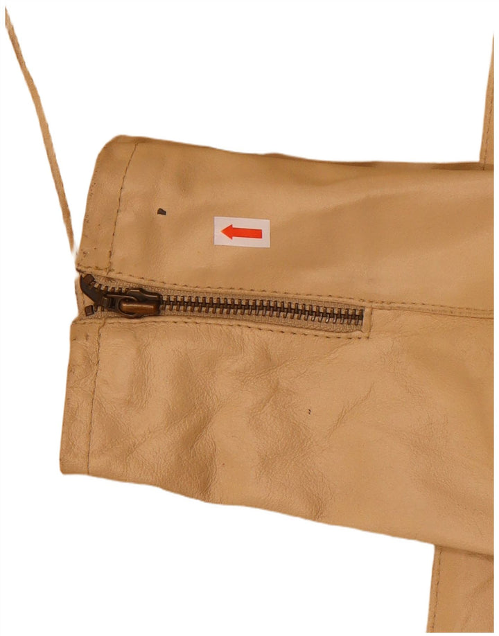 MOTIVI Veste de motard en cuir pour femme UK 8 Petit cuir beige