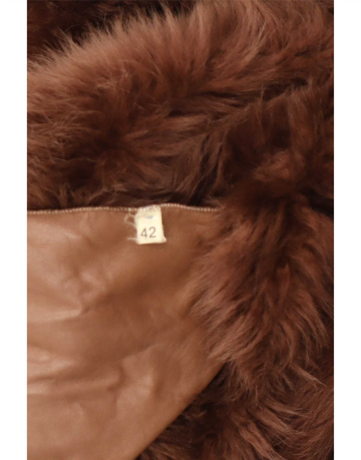 manteau en peau de mouton vintage pour femme IT 42 Brun moyen