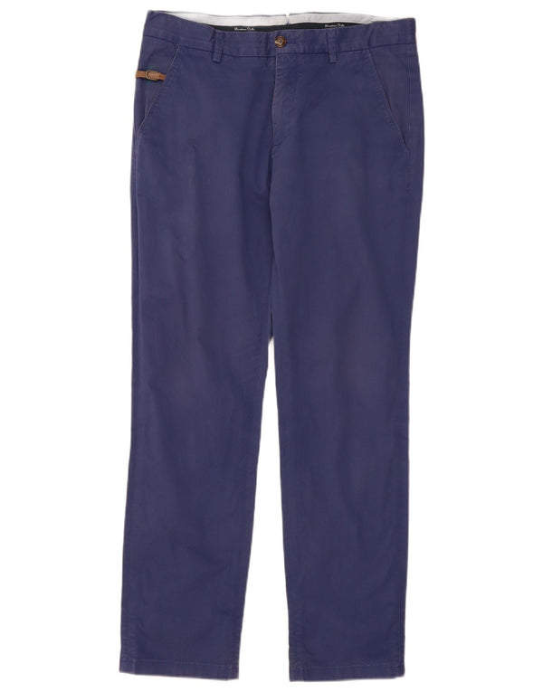 Massimo Dutti Pantalon chino coupe slim pour homme EU 40 Medium W31 L30 Bleu marine