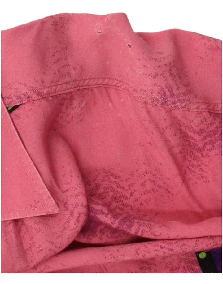 chemise à manches courtes vintage pour hommes grande viscose géométrique rose