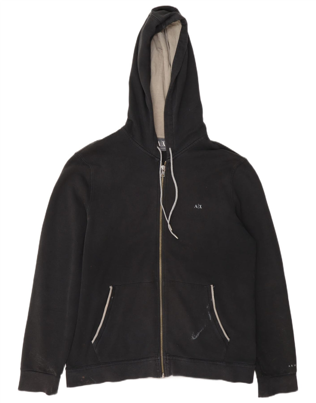 Armani Pull à capuche zippé pour homme Grand coton noir