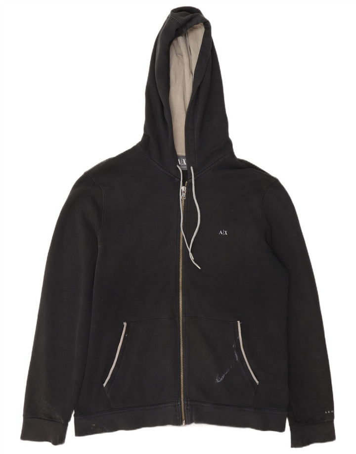 Armani Pull à capuche zippé pour homme Grand coton noir