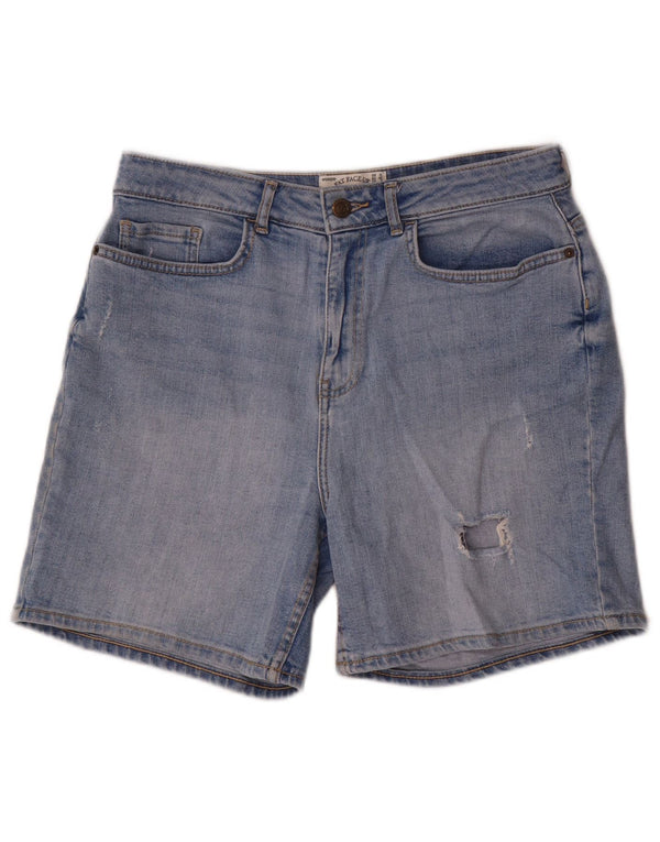 Fat Face Short en jean vieilli pour femme UK 12 Medium W30 Bleu Coton