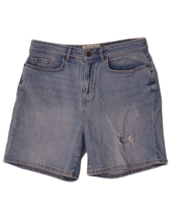 Fat Face Short en jean vieilli pour femme UK 12 Medium W30 Bleu Coton
