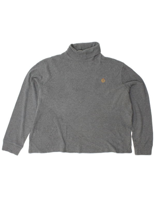 RALPH LAUREN Pull col roulé pour femme UK 18 XL Coton gris