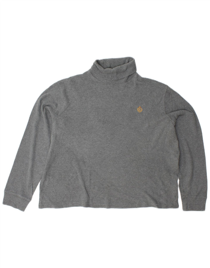 RALPH LAUREN Pull col roulé pour femme UK 18 XL Coton gris
