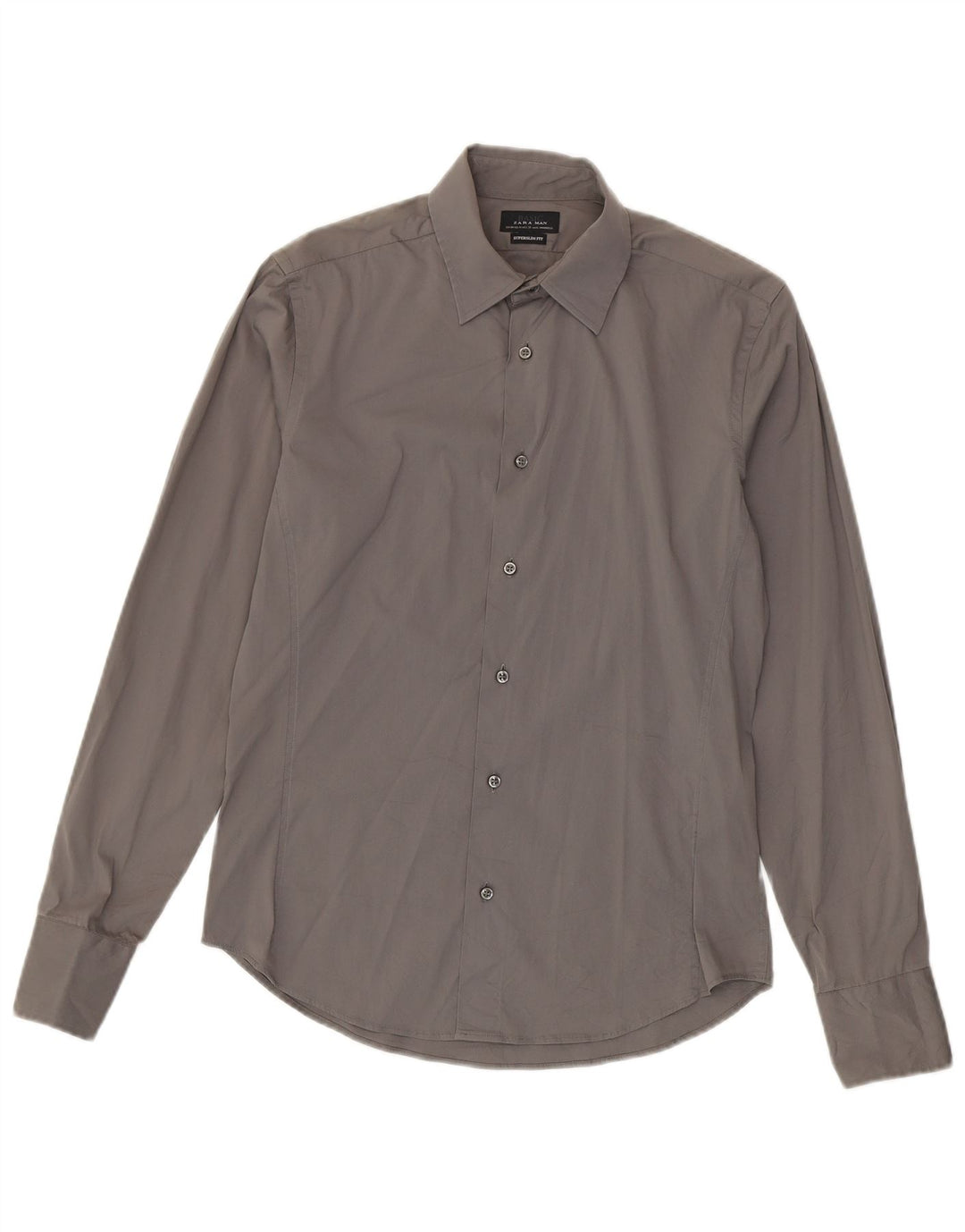 Zara Chemise Super Slim Fit Homme Gris Moyen Coton