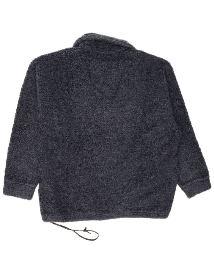 Belfe Pull oversize en polaire à col polo pour homme Bleu marine moyen