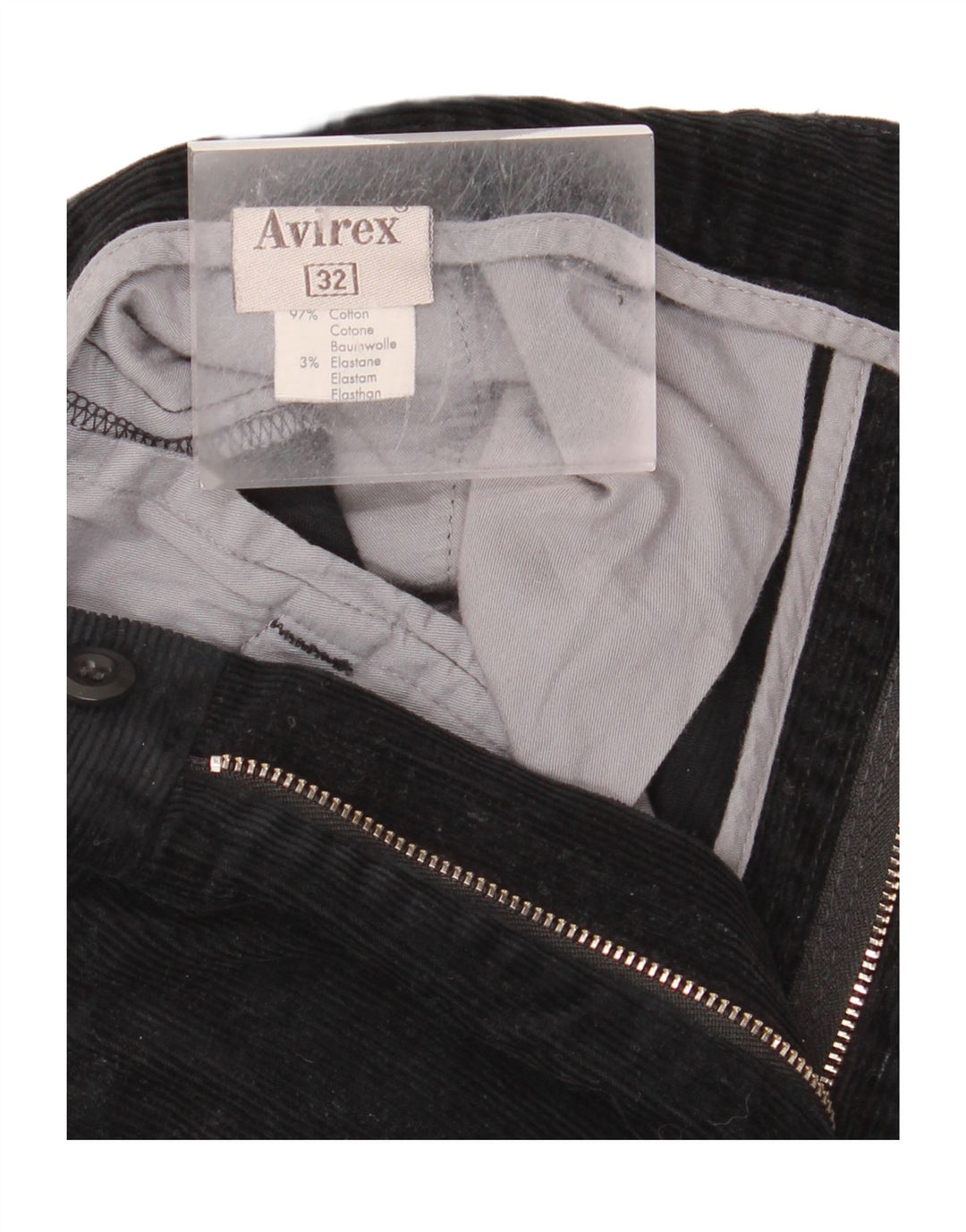 AVIREX Pantalon droit en velours côtelé pour homme W32 L26 Noir Coton