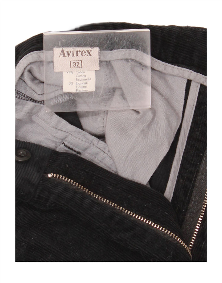 AVIREX Pantalon droit en velours côtelé pour homme W32 L26 Noir Coton