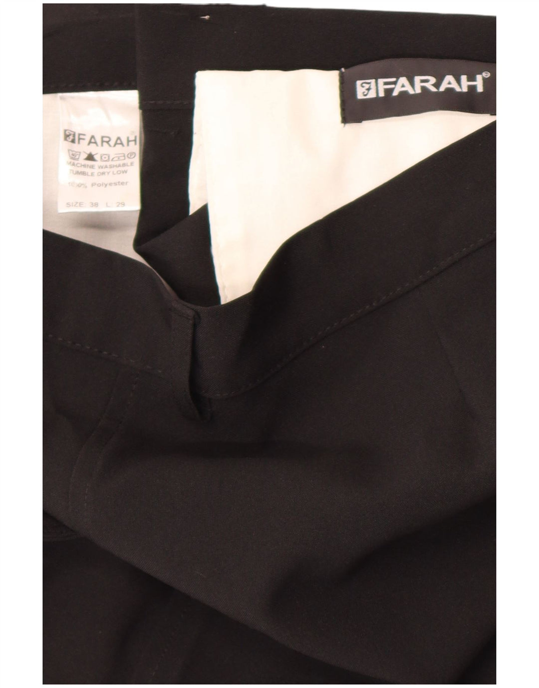 Farah Pantalon décontracté droit pour homme W38 L29 Noir Polyester