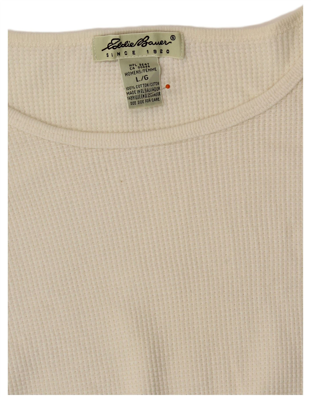 EDDIE BAUER Haut à manches longues pour femme UK 16 Grand coton blanc cassé