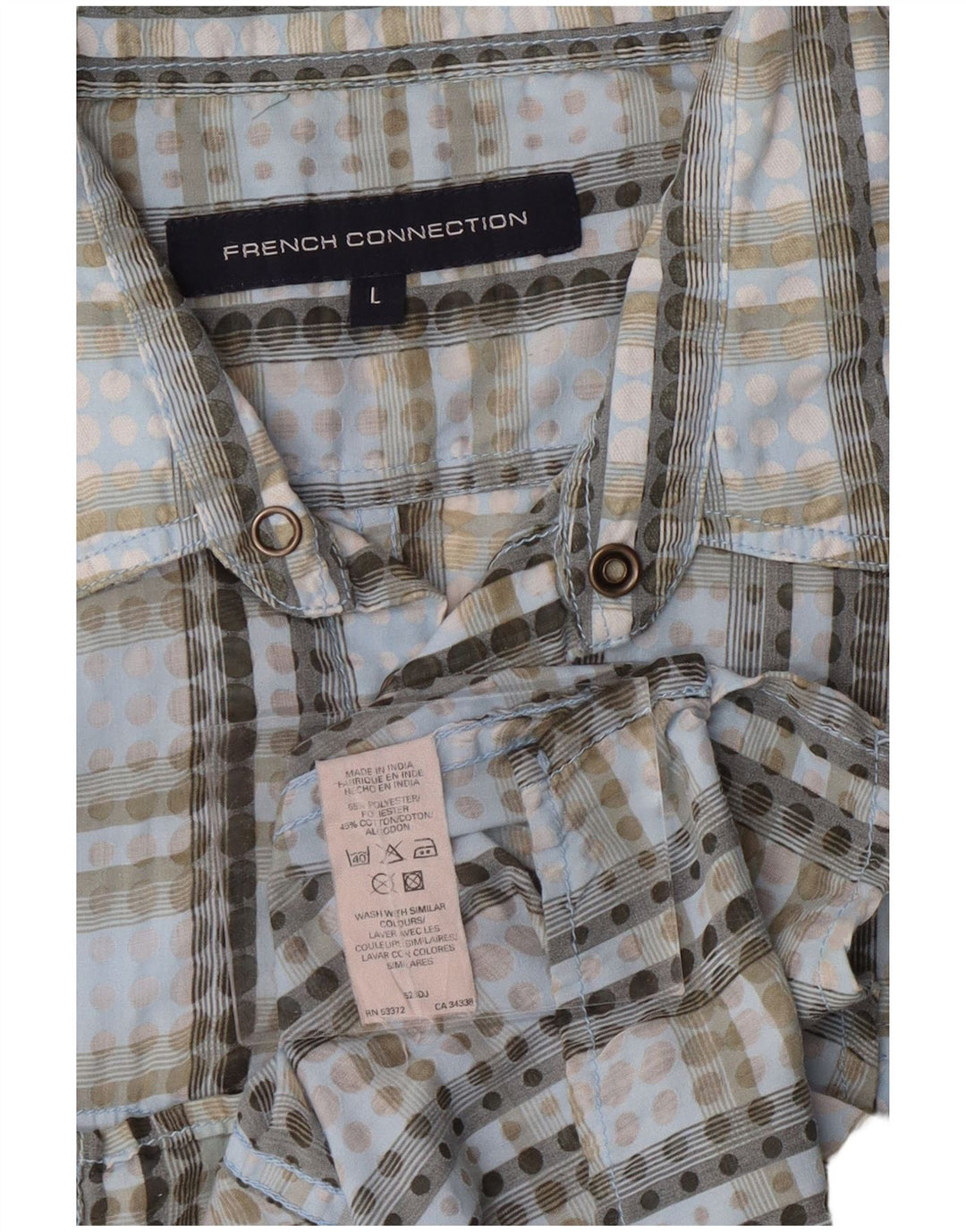 FRENCH CONNECTION Mens Shirt Large Blue Check Polyester
