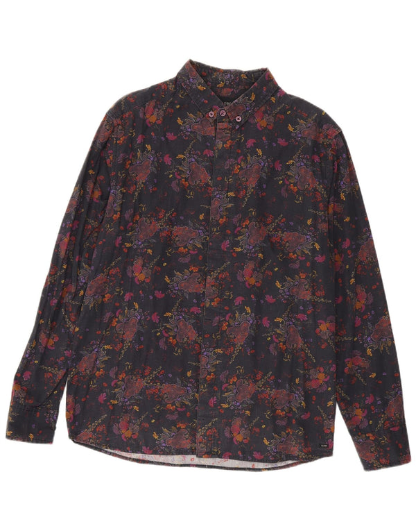 Chemise homme vintage Grand coton floral noir