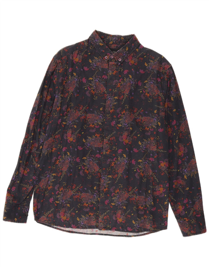 Chemise homme vintage Grand coton floral noir