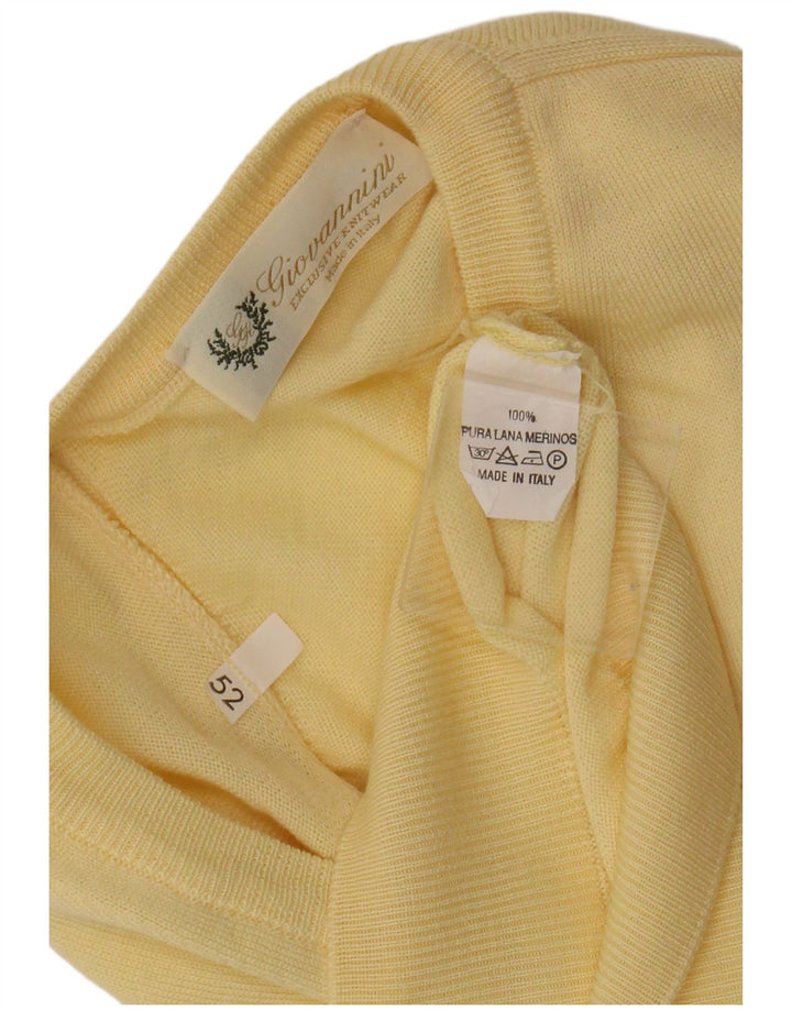 vintage Mens Vest Tank Top IT 52 Grande laine mérinos jaune