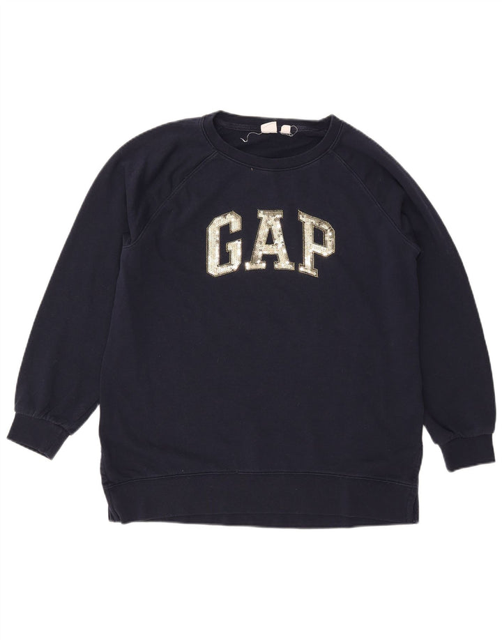 Gap Sweat-shirt surdimensionné graphique pour femme UK 10 Petit coton bleu marine