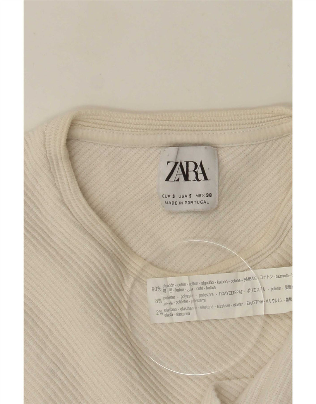 Zara Homme Top Manches Longues Petit Coton Blanc