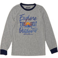 EDDIE BAUER Boys Outdoor Graphic Top Long Sleeve 7-8 Years Small Grey Vintage Eddie Bauer and Second-Hand Eddie Bauer from Messina Hembry 