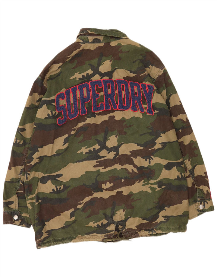 Superdry Veste utilitaire graphique pour femme UK 14 Large Kaki Camouflage