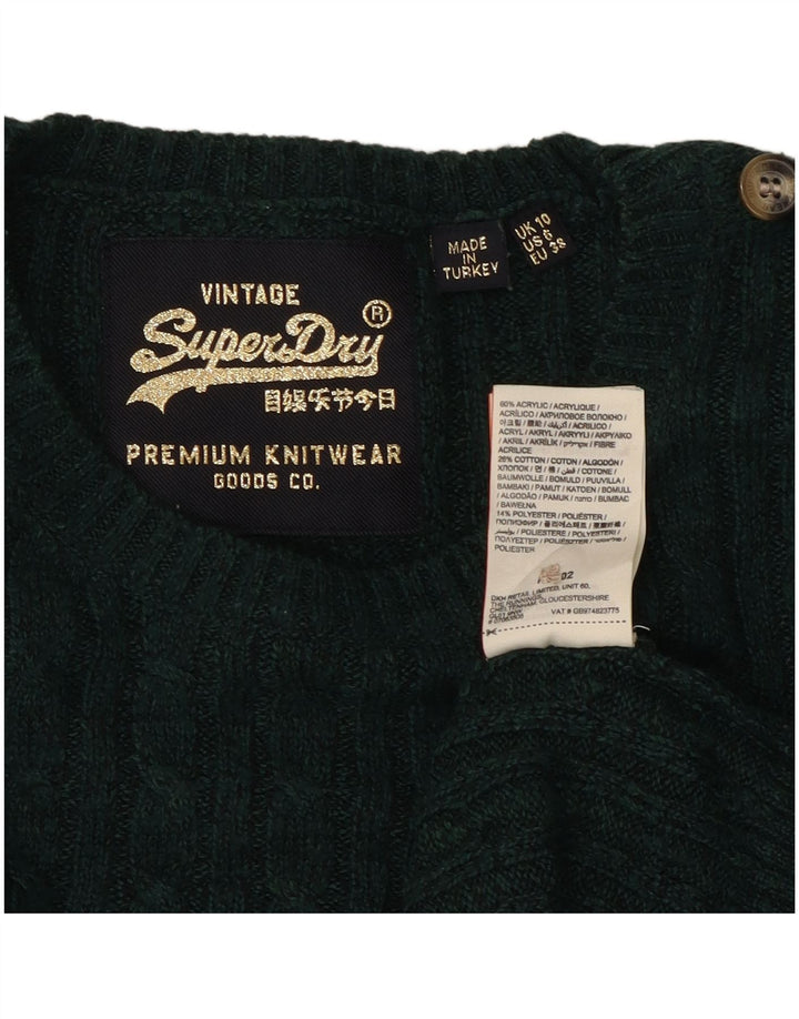 SUPERDRY Pull col bateau pour femme UK 10 Small Vert Acrylique