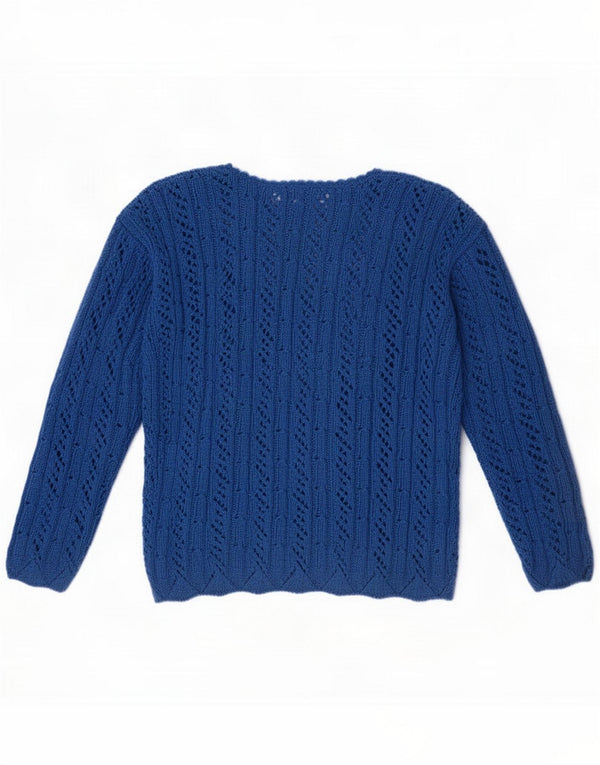 Vintage Pull col bateau pour femme UK 16 Large Bleu