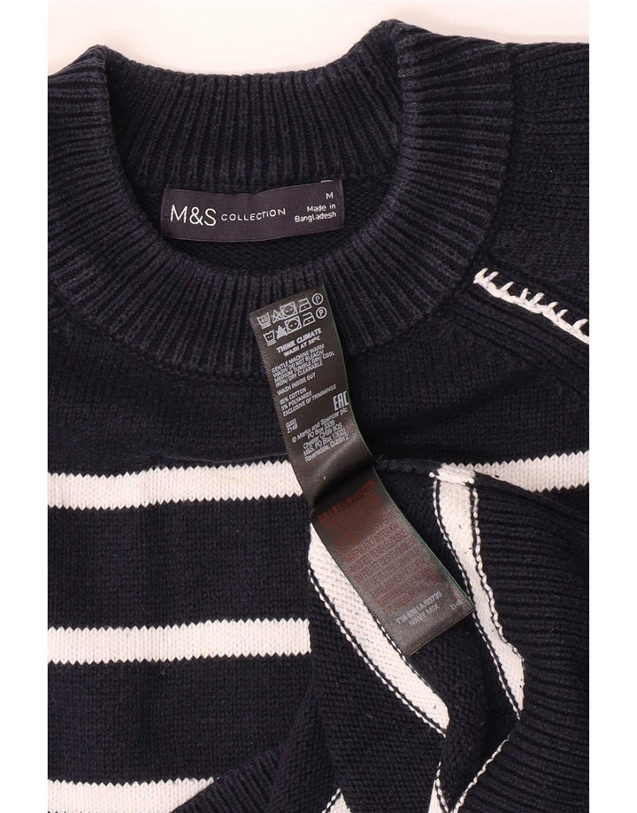 Marks & Spencer Pull à col rond pour homme Bleu marine rayé