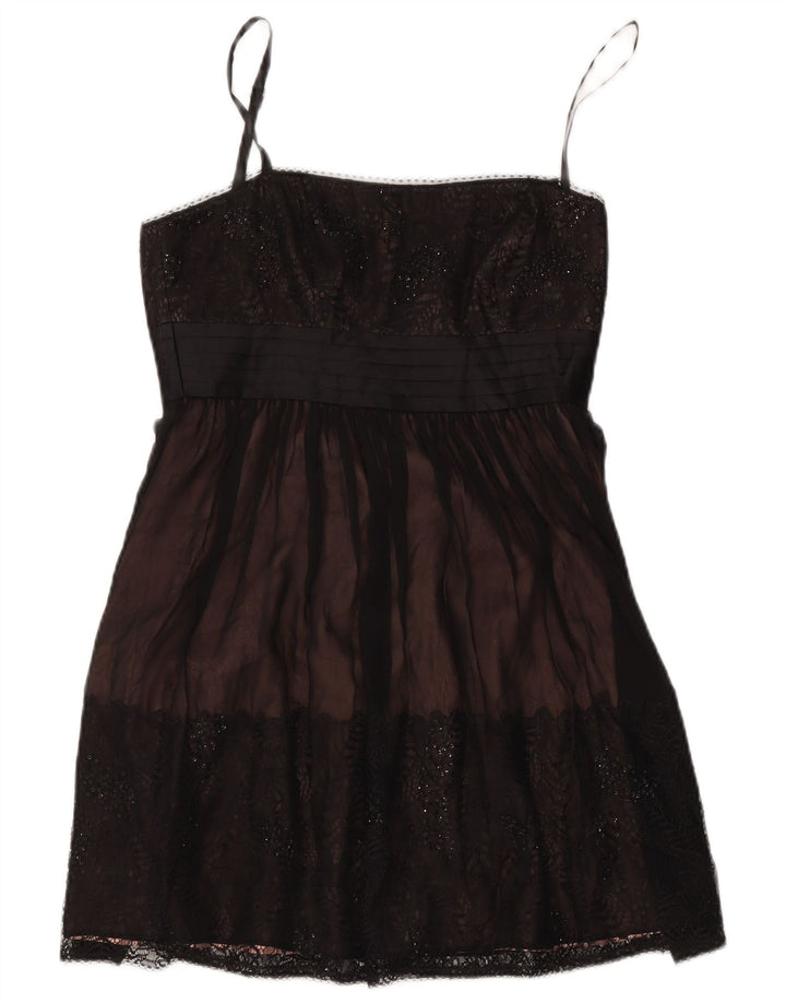 BCBGMAXAZRIA Robe courte à épaules dénudées pour femme UK 8 Small Noir