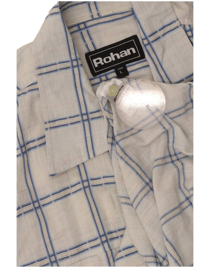 Rohan Chemise à manches courtes pour homme en polyester à grands carreaux blancs