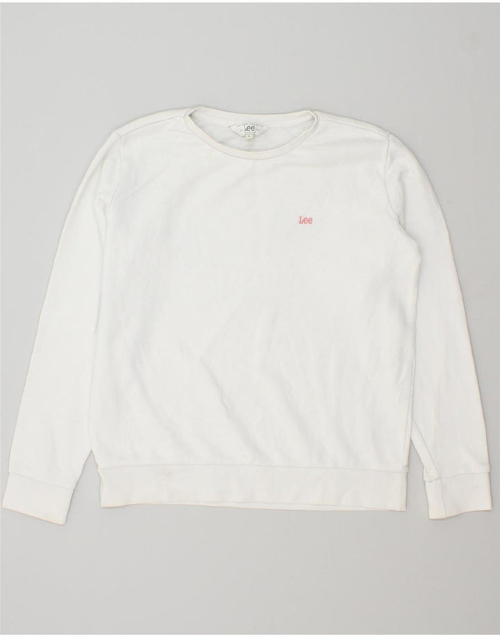 LEE Womens Regular Fit Sweatshirt Jumper UK 14 Medium White Cotton Vintage Lee and Second-Hand Lee from Messina Hembry 
