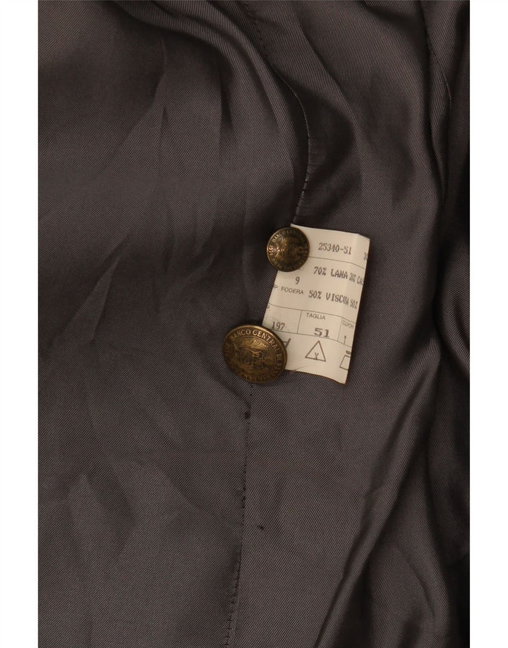vintage Femme 2 Bouton Blazer Veste IT 51 2XL Laine Grise