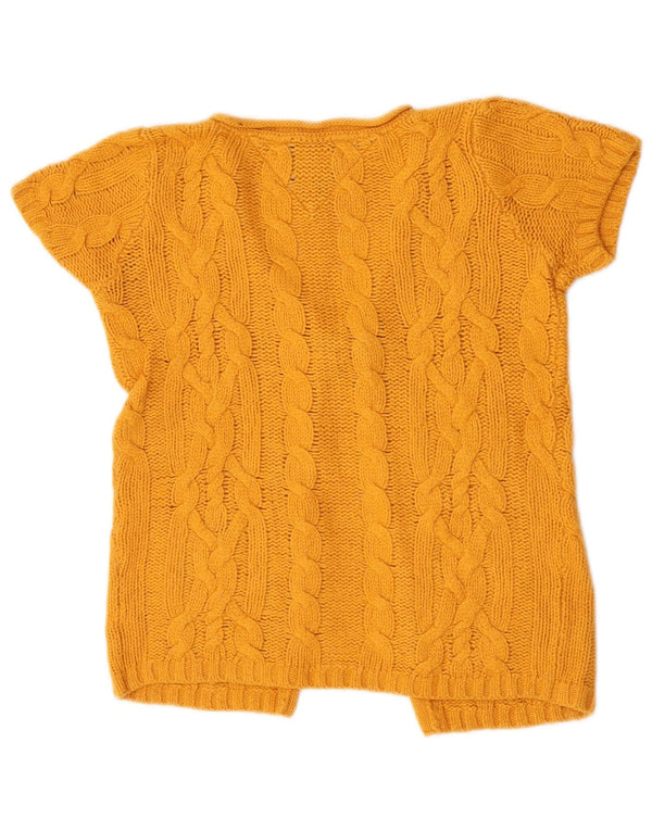 Tommy Hilfiger Pull cardigan à manches courtes pour femme UK 10 Petit Jaune